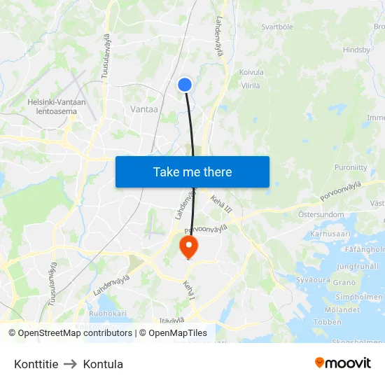 Konttitie to Kontula map