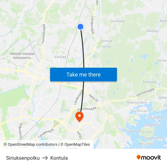 Siriuksenpolku to Kontula map