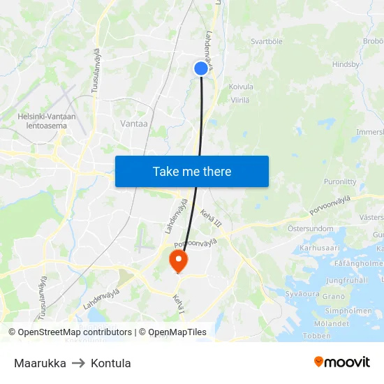 Maarukka to Kontula map