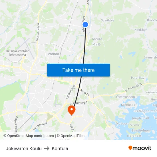 Jokivarren Koulu to Kontula map