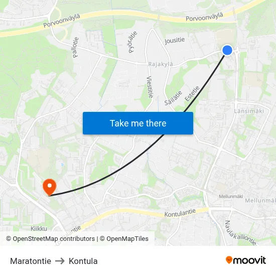 Marathon Road to Kontula map