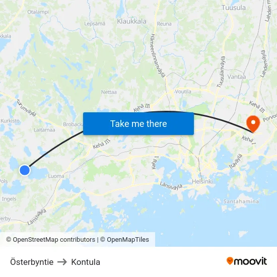 Österbyntie to Kontula map