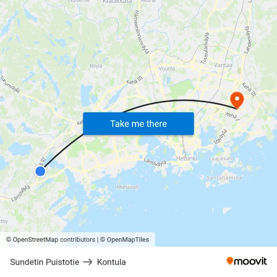 Sundet Park Road to Kontula map