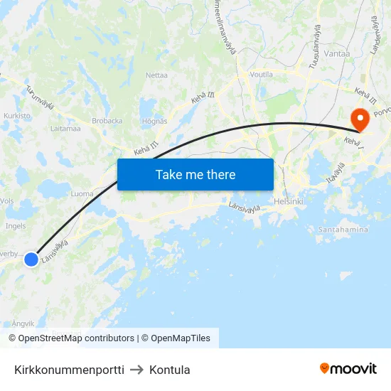 Kirkkonummenportti to Kontula map