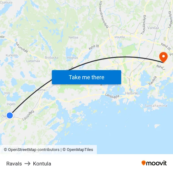 Ravals to Kontula map