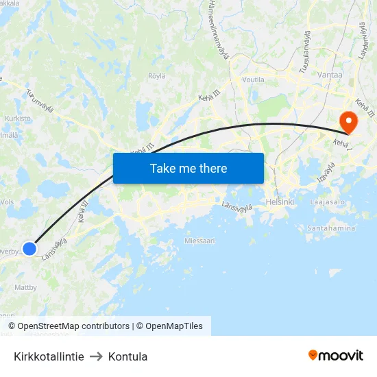 Church Stable Road to Kontula map