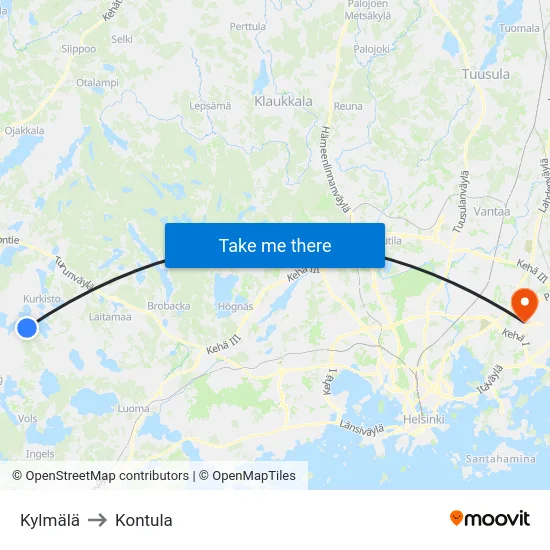 Kylmälä to Kontula map