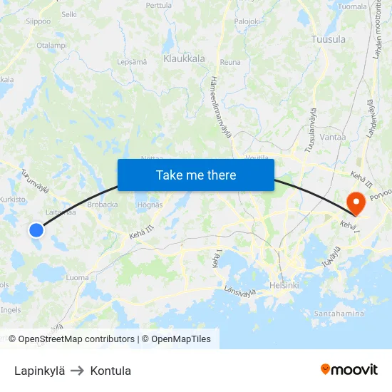 Lapinkylä to Kontula map