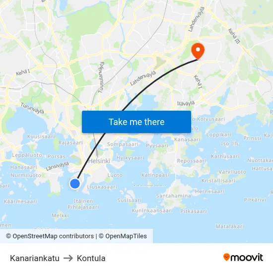 Canary Street to Kontula map
