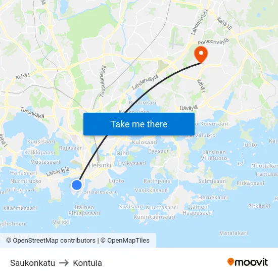 Saukonkatu to Kontula map