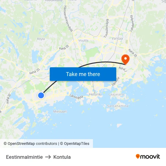 Estonia Hill Road to Kontula map