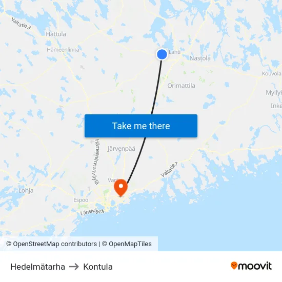 Hedelmätarha to Kontula map