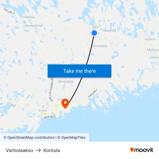 Vartiolaakso to Kontula map