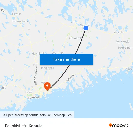 Rakokivi to Kontula map