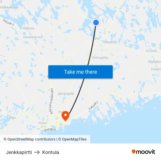 Jenkkapirtti to Kontula map