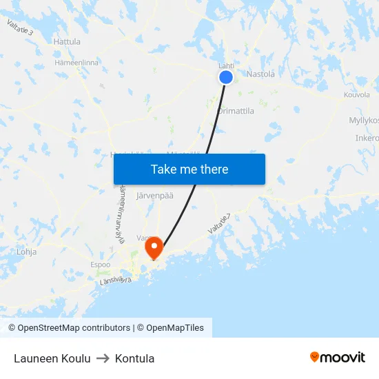 Launeen Koulu to Kontula map