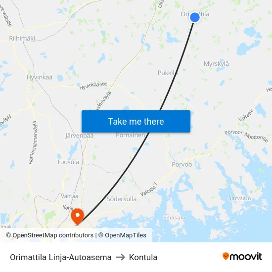 Orimattila Linja-Autoasema to Kontula map