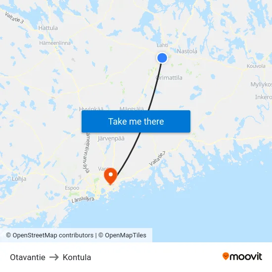 Otavantie to Kontula map
