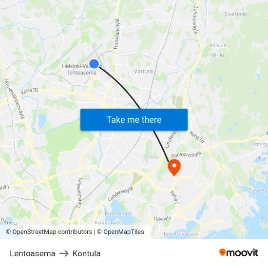 Lentoasema to Kontula map