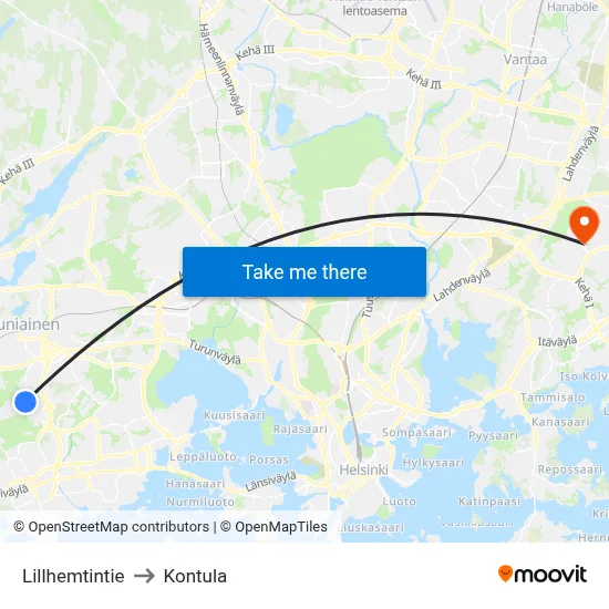 Lillhemt Road to Kontula map