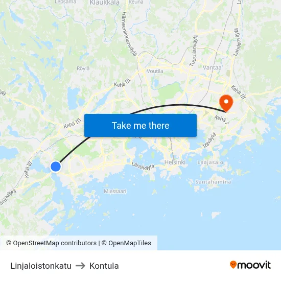 Beacon Line Street to Kontula map