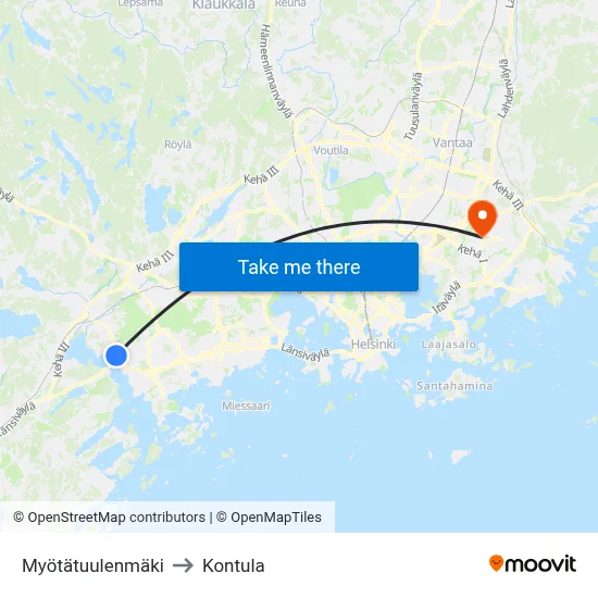 Myotatuulenmaki to Kontula map