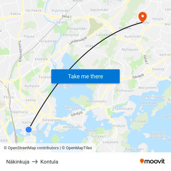 Näkinkuja to Kontula map