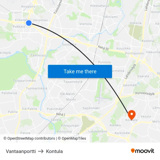 Vantaanportti to Kontula map