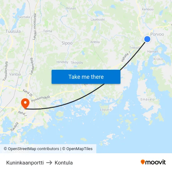 Kuninkaanportti to Kontula map