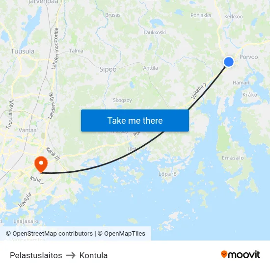Rescue Station to Kontula map
