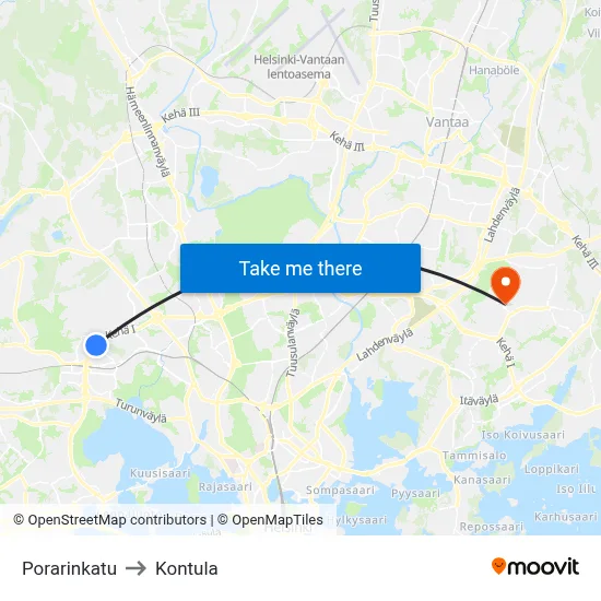 Porarinkatu Street to Kontula map
