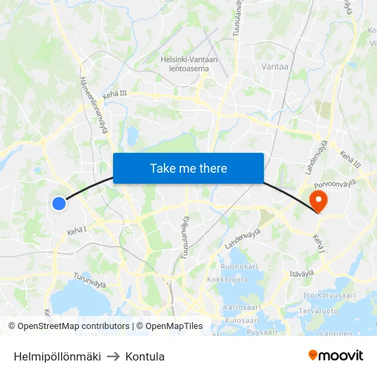 Helmipöllönmäki to Kontula map