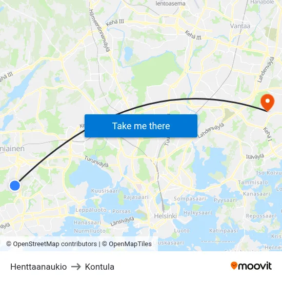 Henttaa Square to Kontula map