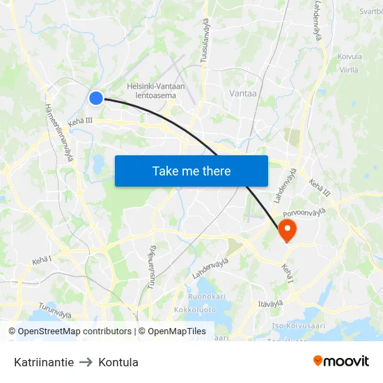 Katriina Road to Kontula map