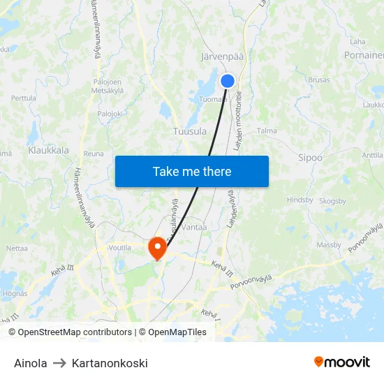 Ainola to Manor Rapids map