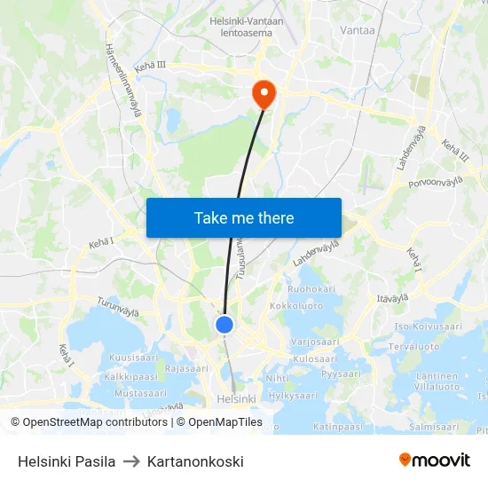 Helsinki Pasila to Manor Rapids map