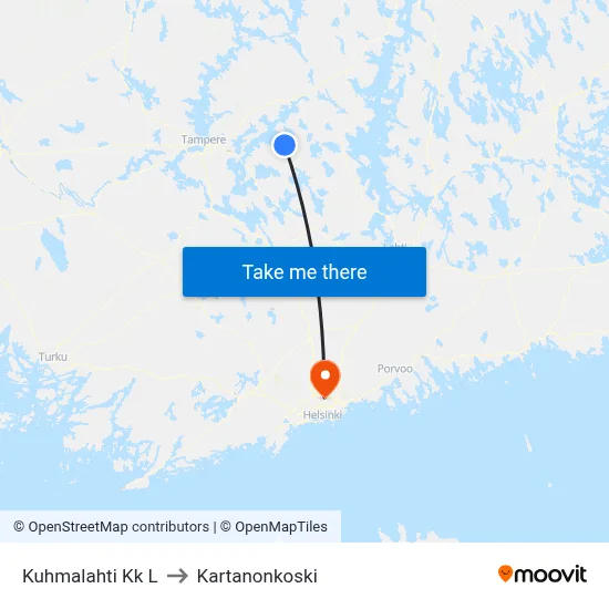 Kuhmalahti Church West to Manor Rapids map
