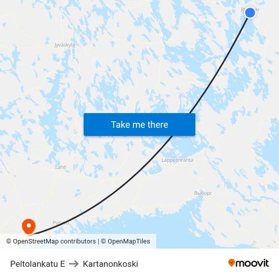Peltolankatu East to Manor Rapids map