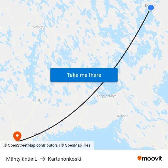 Mäntyläntie West to Manor Rapids map