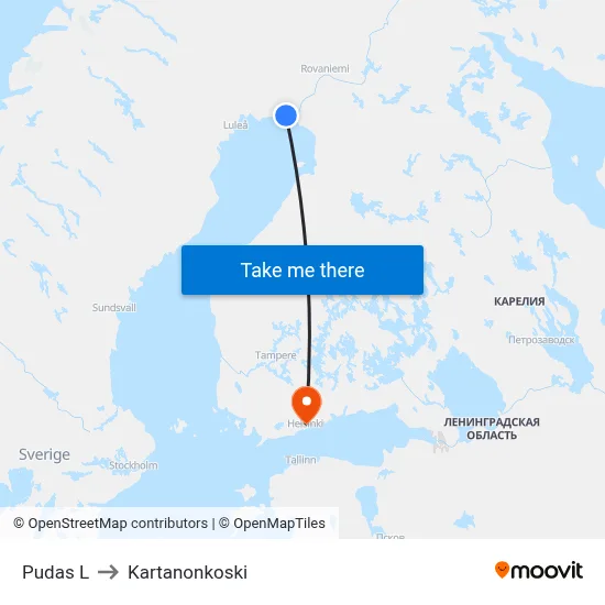 Pudas W to Manor Rapids map
