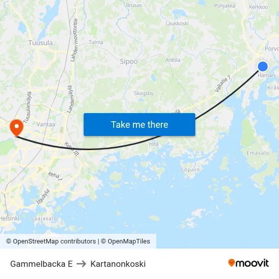 Gammelbacka East to Manor Rapids map