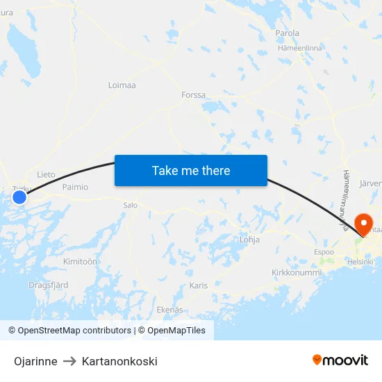 Ojarinne to Manor Rapids map