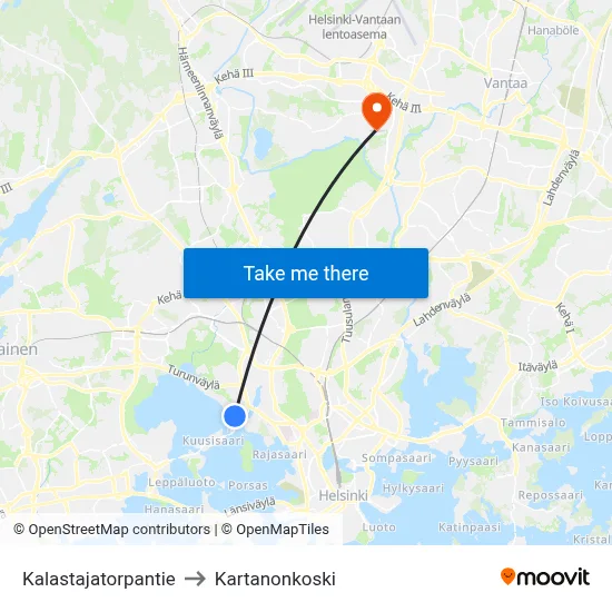 Kalastajatorpantie Road to Manor Rapids map