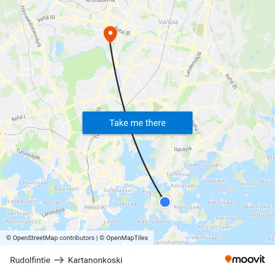 Rudolfintie to Manor Rapids map
