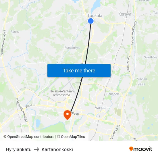 Hyrylä Street to Manor Rapids map