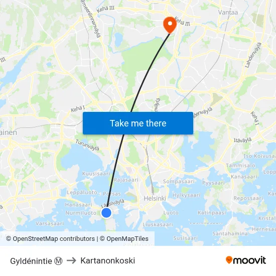 Gyldénintie Ⓜ️ to Manor Rapids map