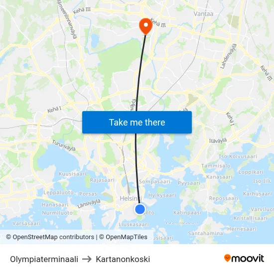 Olympic Terminal to Manor Rapids map