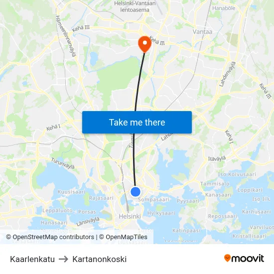 Kaarlenkatu to Manor Rapids map