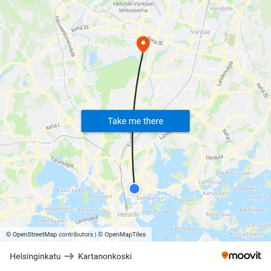 Helsinki Street to Manor Rapids map