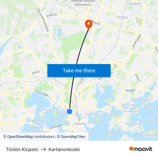Töölö Library to Manor Rapids map